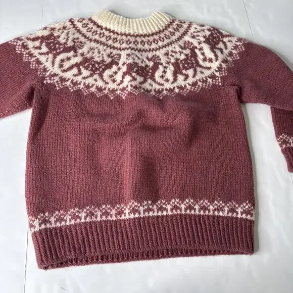 Vintage Dale Of Norway Pure New Wool Maroon White Knit Sweater Adult Size L 52 - Picture 10 of 13